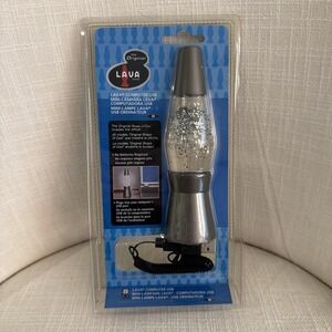 Lava Brand USB Mini Glitter Lamp Silver Base Silver Glitter Plug-In Light New